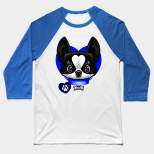 Boston Terrier Love blue Baseball T-Shirt